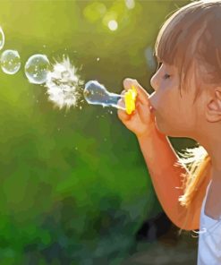 Cute Little Girl Blowing Bubble paint by numbers