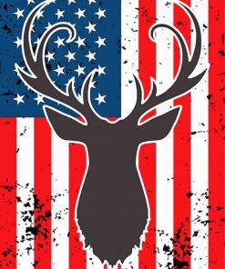 Deer And American Flag paint by numbers