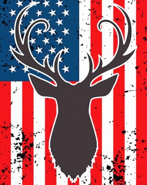 Deer And American Flag paint by numbers