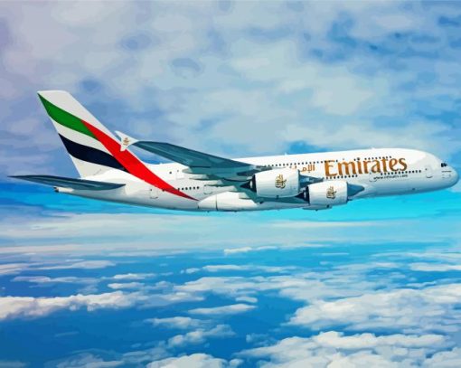 Flying Airbus Emirates A380 paint by numbers