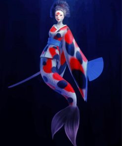 Geisha Mermaid Coy Fish Paint By Numbers