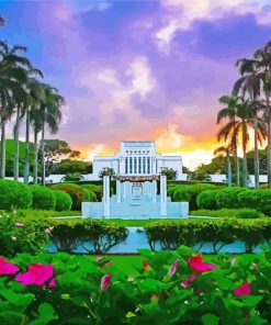 Hawaii Temple Sunset paint by numbers