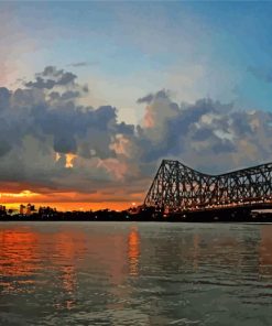 Howrah Bridge India Sunset paint by numbers