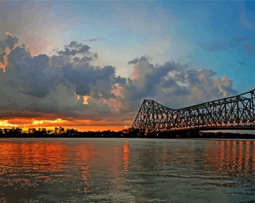 Howrah Bridge India Sunset paint by numbers