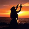 Hula Dancer Silhouette At Sunset paint by numbers