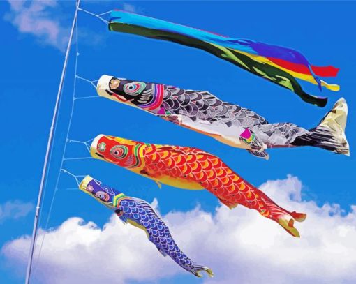 Japanese Wind Socks paint by numbers