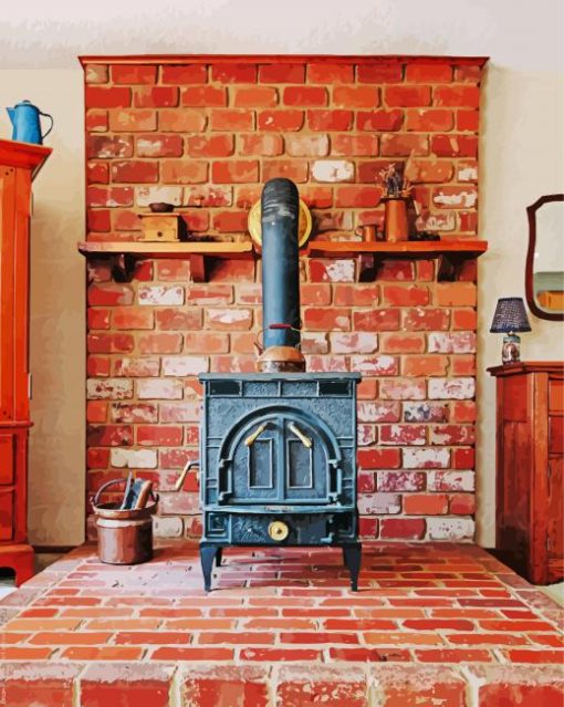 Old Wood Cook Stove paint by numbers