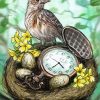 Pocket Watch And Eggs In Bird Nests paint by numbers