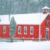 Red Barn With Snow paint by numbers