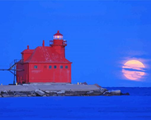 Red Lighthouse Door Country Paint By Numbers