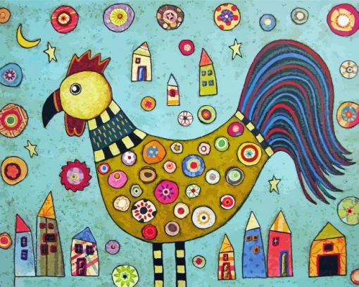 Rooster Folk Art Karla Gerard paint by numbers