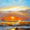 Sea Wave Sunset Ship paint by numbers