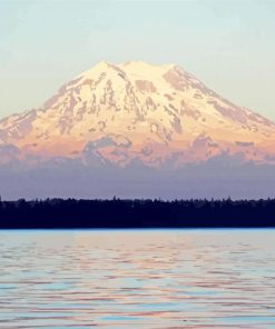 Snowy Mountain Puget Sound paint by numbers