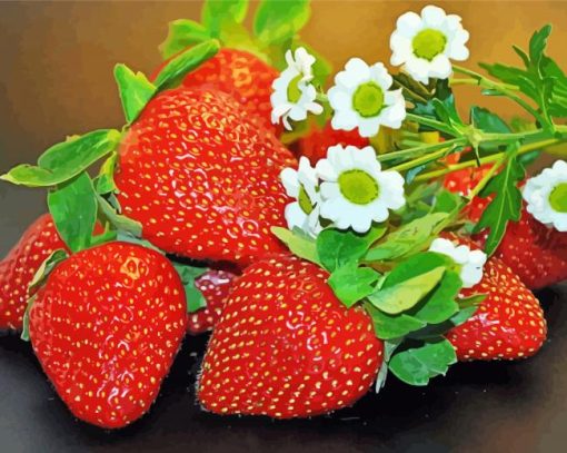 Strawberry And Daisies Food paint by numbers