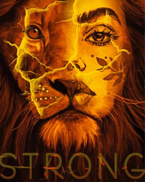 Strong Woman Lion paint by numbers