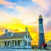 Sunset Tybee Island Light Station paint by numbers