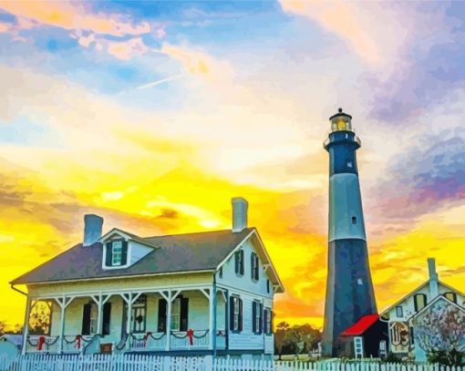 Sunset Tybee Island Light Station paint by numbers