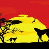 Wild African Animals Sunset paint by numbers