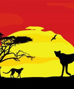 Wild African Animals Sunset paint by numbers