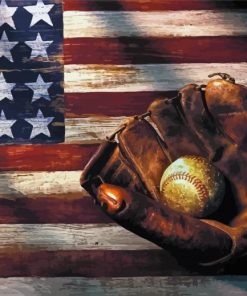 Baseball American Flag Paint By Numbers