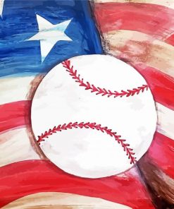 Baseball American Flag With Cheetah Paint By Numbers