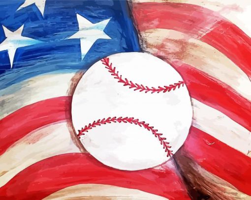 Baseball American Flag With Cheetah Paint By Numbers