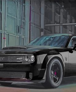 Black Dodge Challenger Demon Paint By Numbers