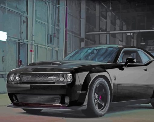 Black Dodge Challenger Demon Paint By Numbers