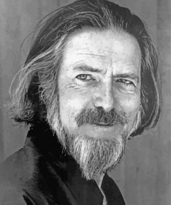 Black And White Writer Alan Watts Paint By Numbers