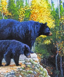 Black Bear With Cub Paint By Numbers