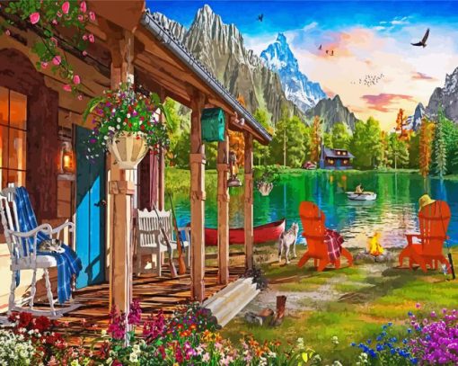 Cabin Porch View Paint By Numbers