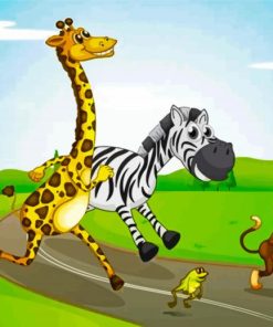 Cartoon Animals Racing Paint By Numbers