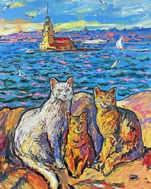 Cats By The Sea Art Paint By Numbers