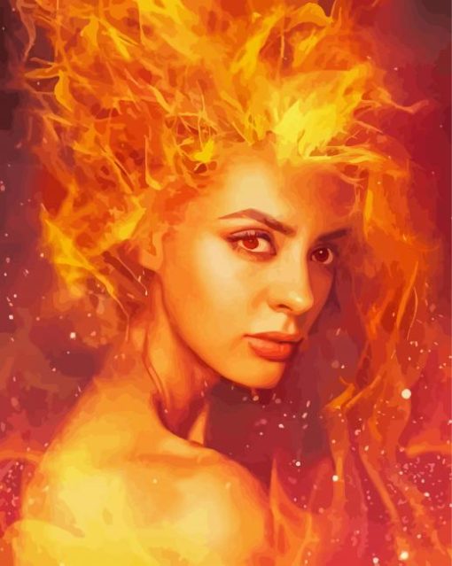 Cool Fire Woman Paint By Numbers