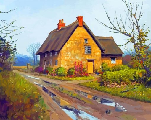 Countryside Stone Cottage Paint By Numbers