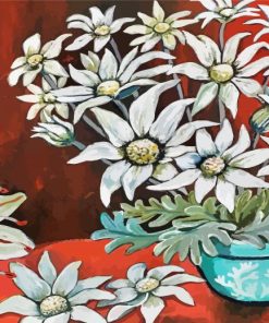 Flannel Flowers In Blue Vase Art Paint By Numbers