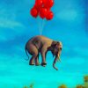 Flying Elephant With Red Balloon Paint By Numbers