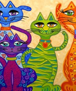 Four Colorful Cats Art Paint By Numbers