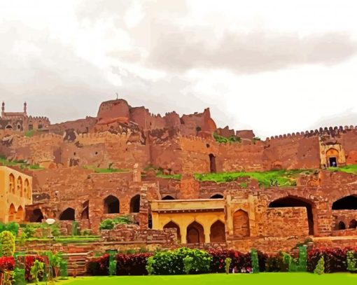 Golconda Fort Building Paint By Numbers