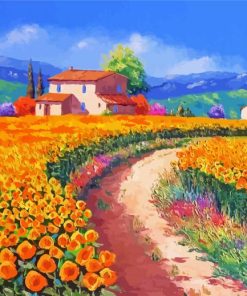 House With Flowers Art Paint By Numbers