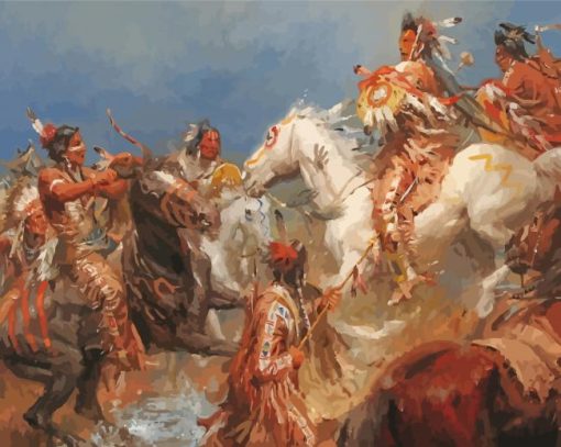 Indians With Horses Art Paint By Numbers