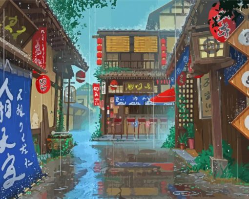 Japanese Rainy Street Scenes Paint By Numbers