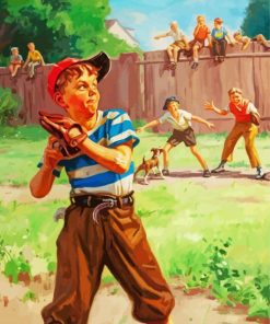 Kids Boys Playing Baseball Paint By Numbers