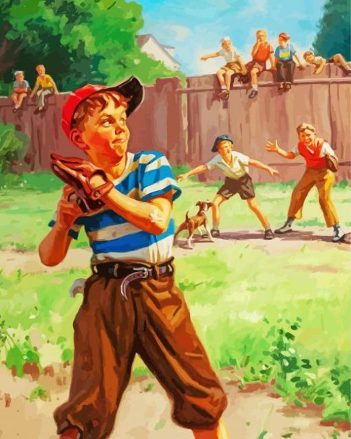 Kids Boys Playing Baseball Paint By Numbers