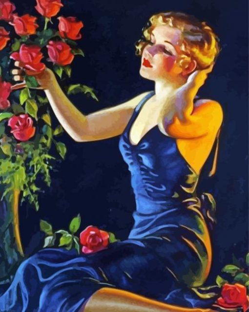 Lady With Roses Paint By Numbers