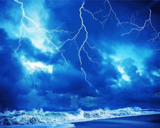 Lightning Over The Ocean Paint By Numbers