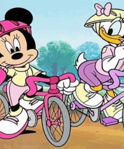 Minnie Mouse And Daisy Duck On Bikes Paint By Numbers