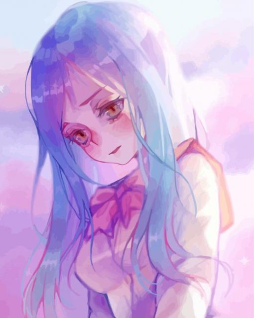 Pink And Blue Hair Anime Girl Paint By Numbers