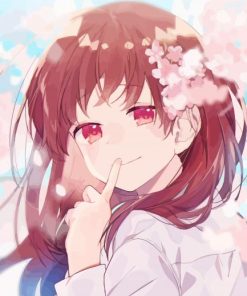 Pink Flower Anime Girl Paint By Numbers