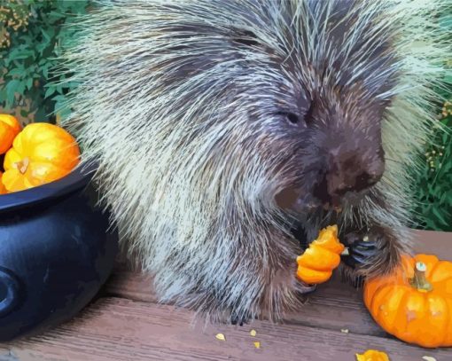 Porcupine Eating Pumpkin Paint By Numbers